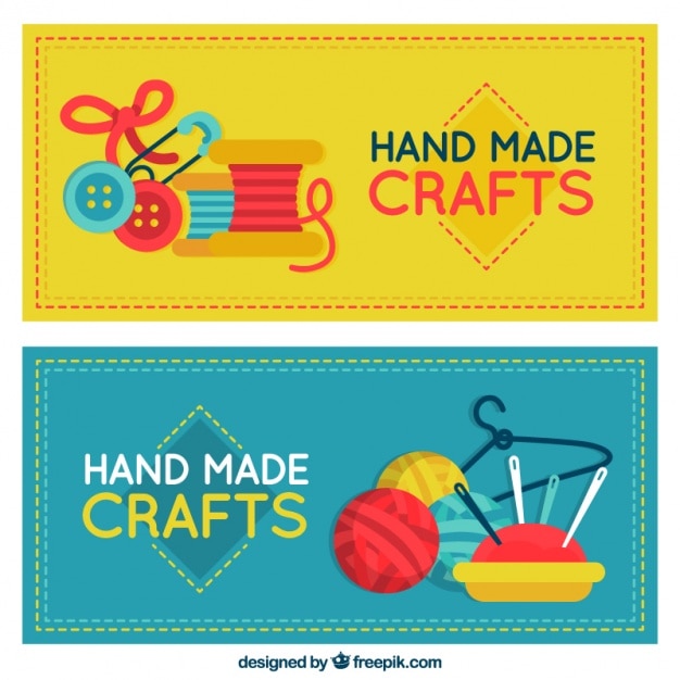 Free Vector flat banners about crafts