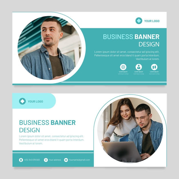 Flat banners design template