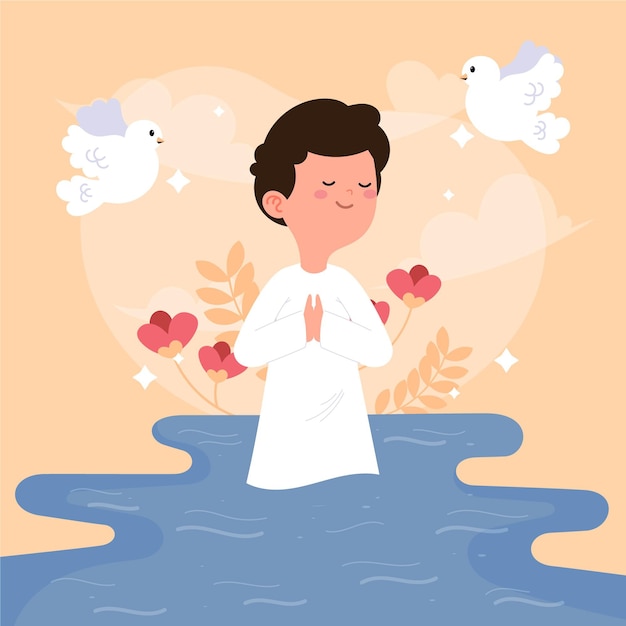 Free vector flat baptism concept illustration