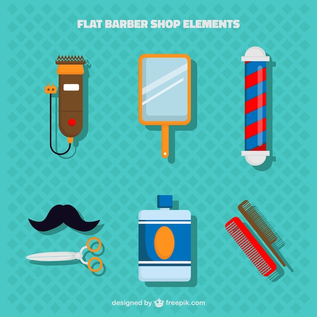 Free Vector flat barber shop element collection