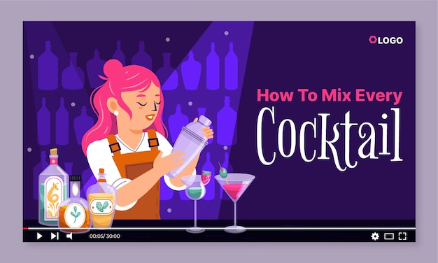 Free vector flat barman youtube thumbnail