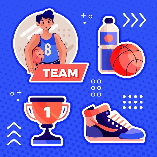 Flat basketball labels collection