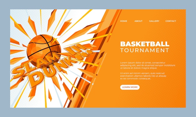 Flat basketball landing page template