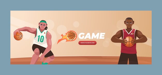 Flat basketball social media cover template