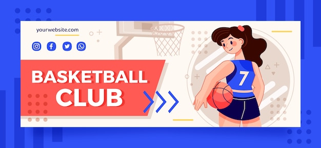 Flat basketball social media cover template