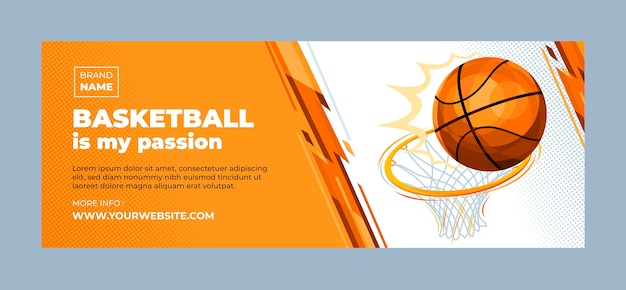 Flat basketball social media cover template