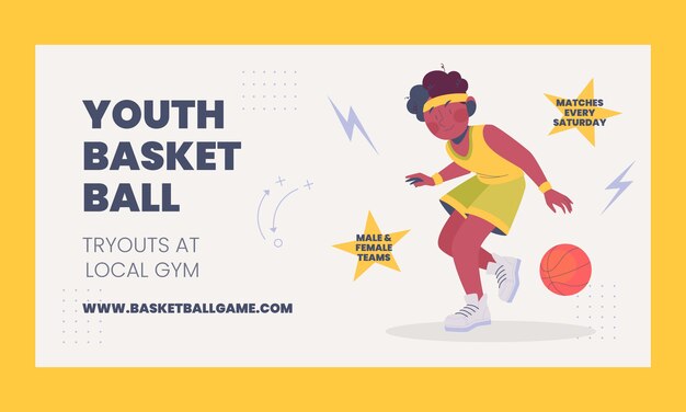 Free Vector flat basketball social media promo template