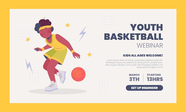 Flat basketball webinar template