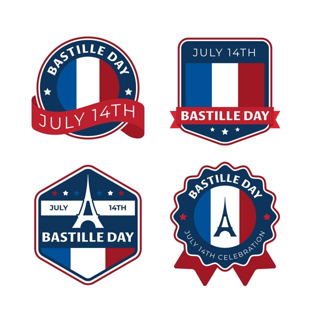 Flat bastille day badge collection