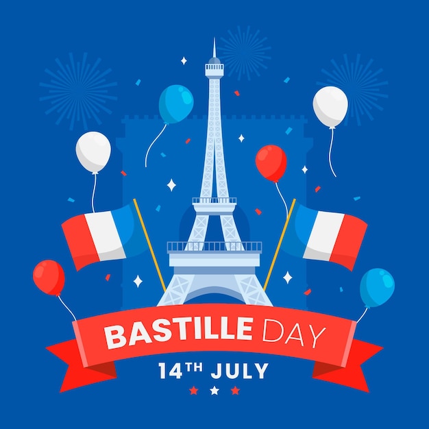 Flat bastille day illustration