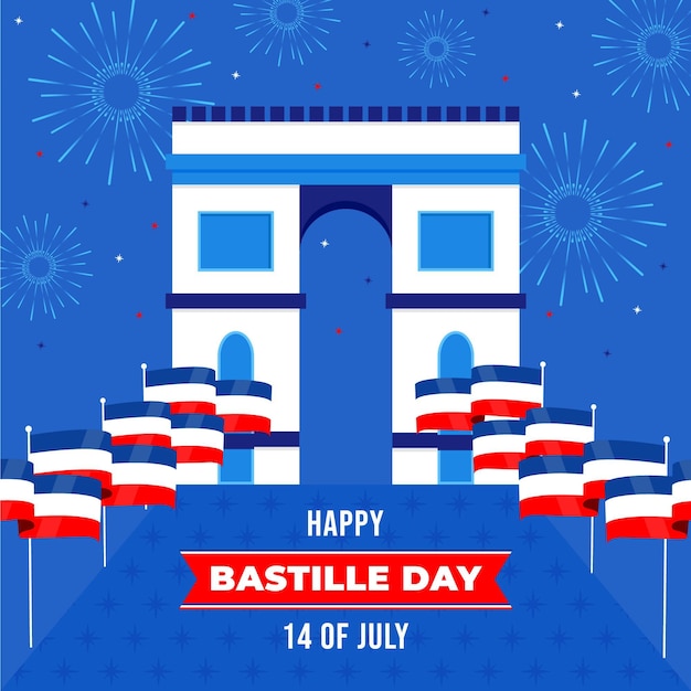 Flat bastille day illustration