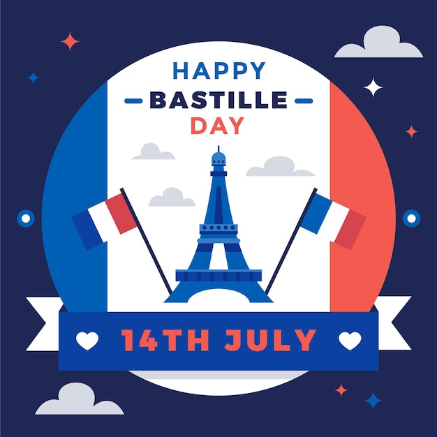 Free Vector flat bastille day illustration