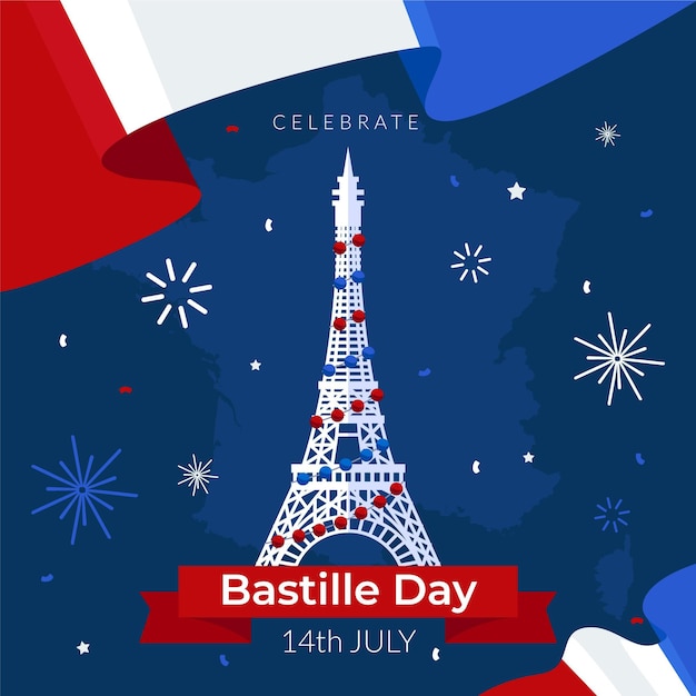 Flat bastille day illustration