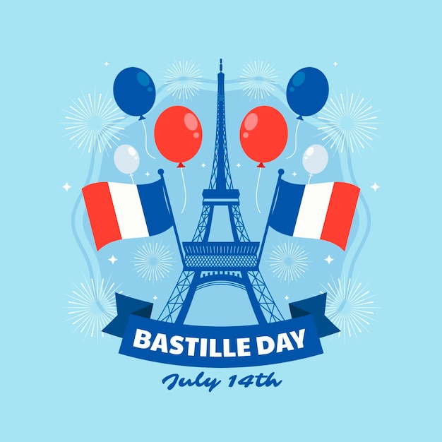 Free Vector flat bastille day illustration