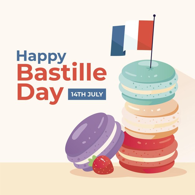 Flat bastille day illustration