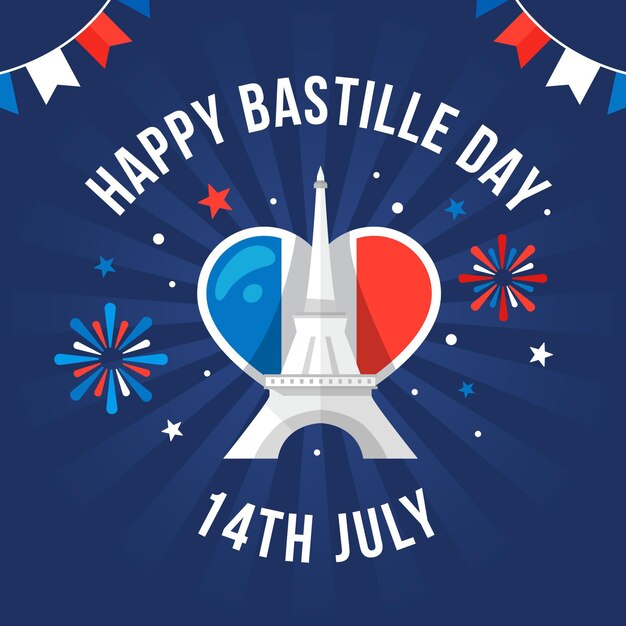 Flat bastille day illustration