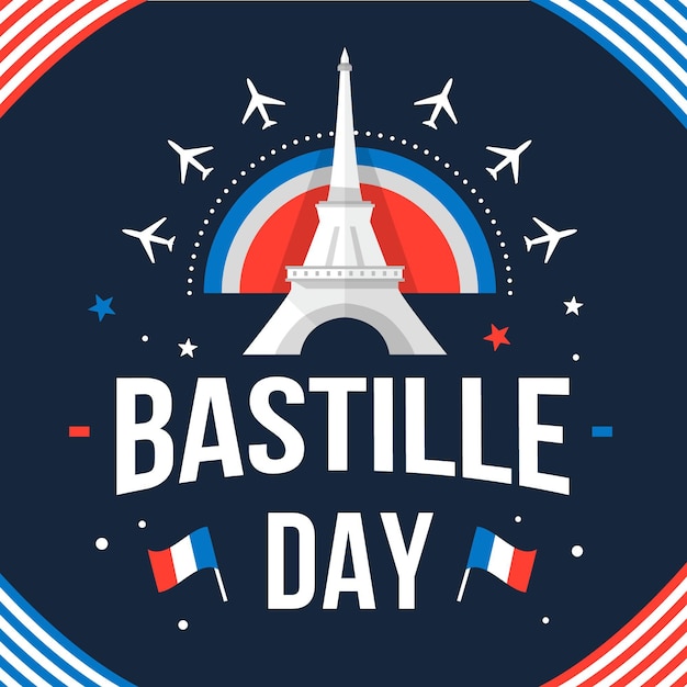 Free Vector flat bastille day illustration