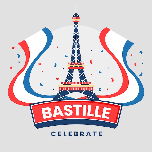 Flat bastille day illustration