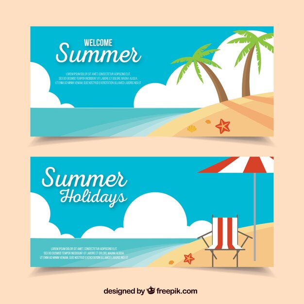 Flat beach banners