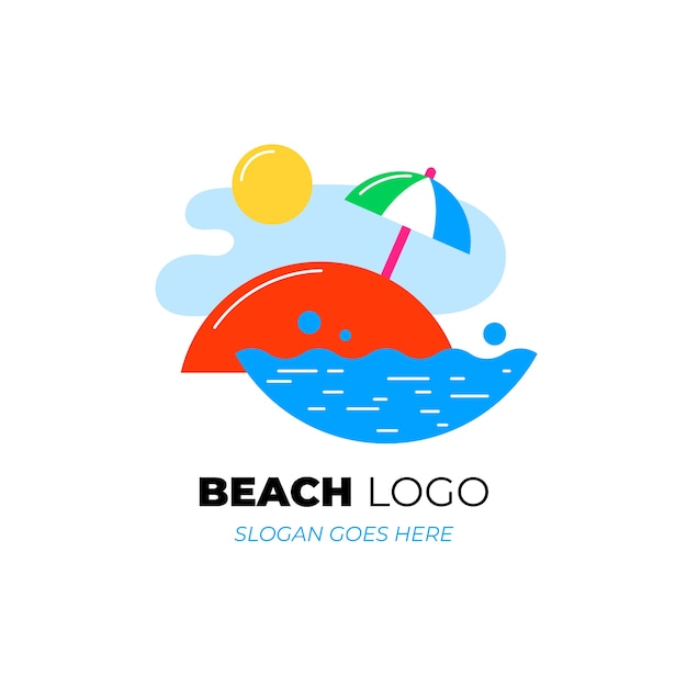 Flat beach logo template