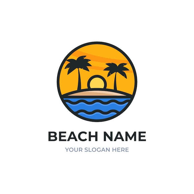 Free Vector flat beach logo template