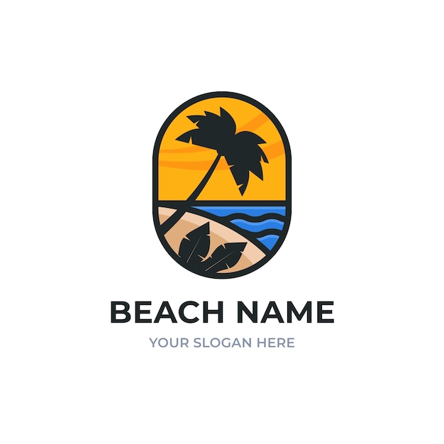 Flat beach logo template