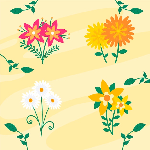 Free Vector flat beautiful spring flower collection