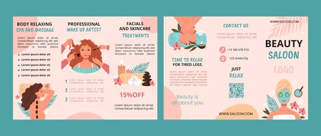 Flat beauty salon brochure template