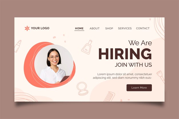 Flat beauty salon landing page template