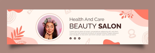 Free Vector flat beauty salon linkedin banner template