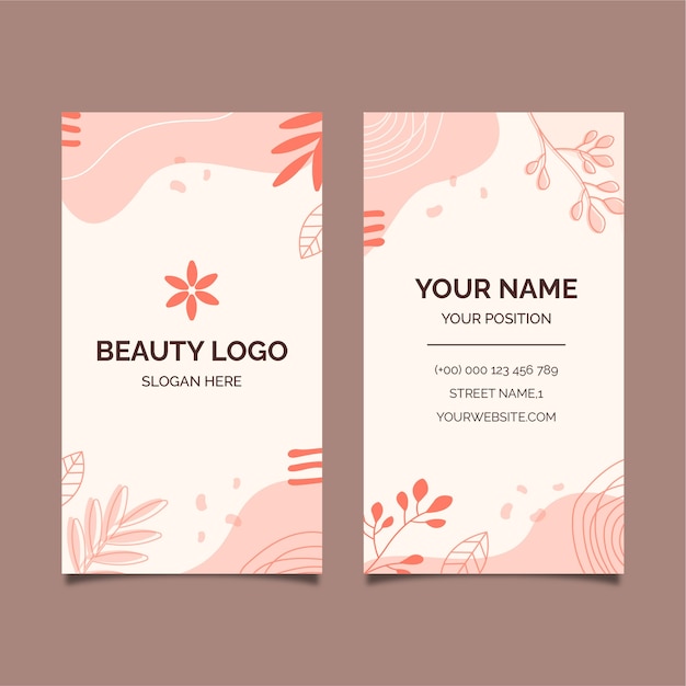 Flat beauty salon vertical business card template