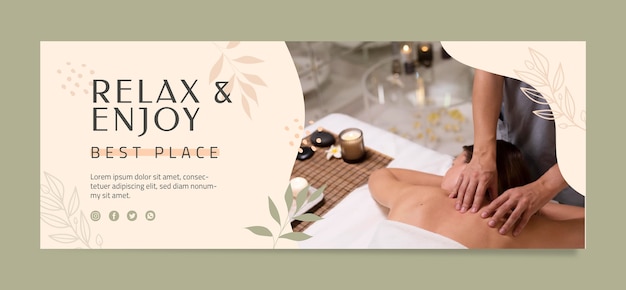 Flat beauty spa boho social media cover template