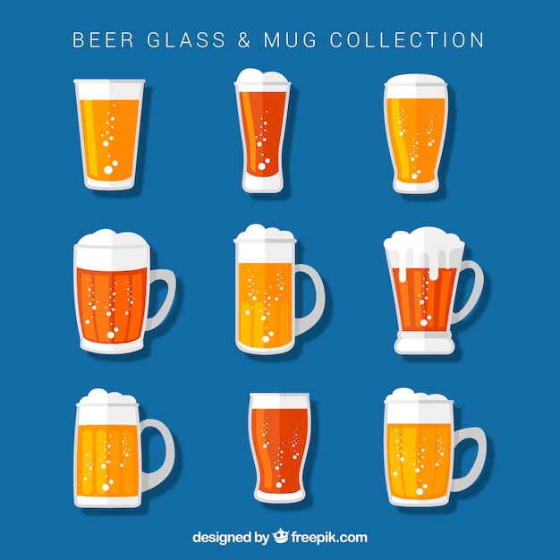 Free Vector flat beer bottle collection