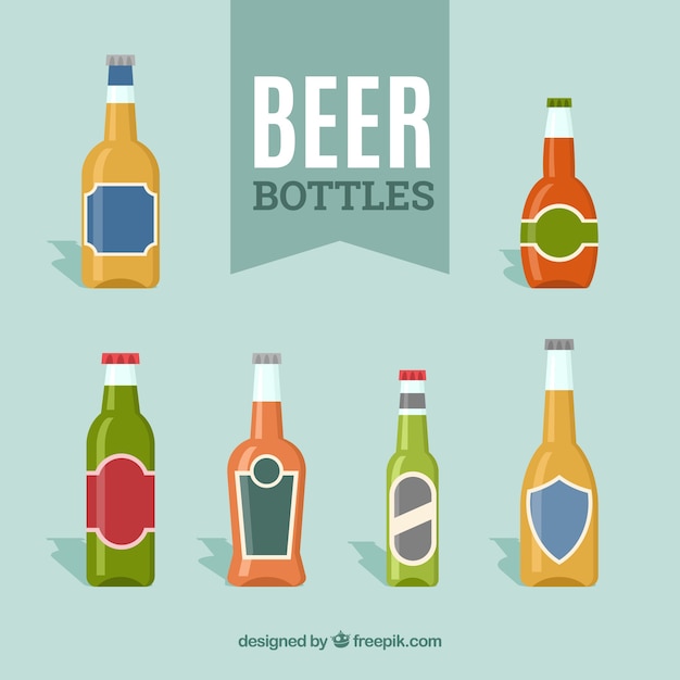 Free Vector flat beer bottle collection