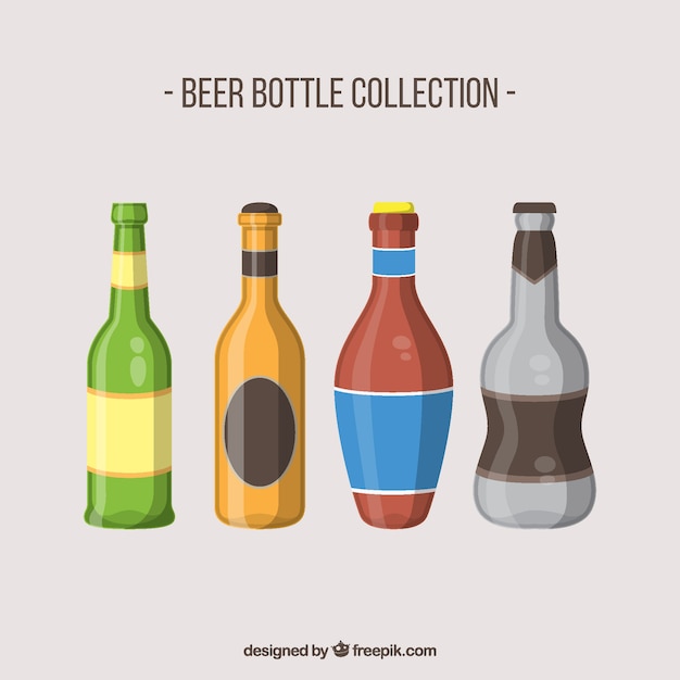 Free Vector flat beer bottle collection