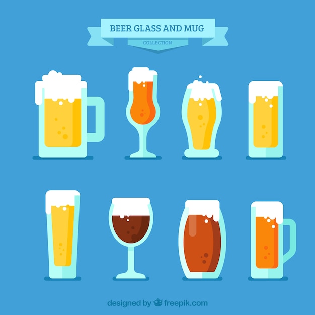 Flat beer glass & mug collection