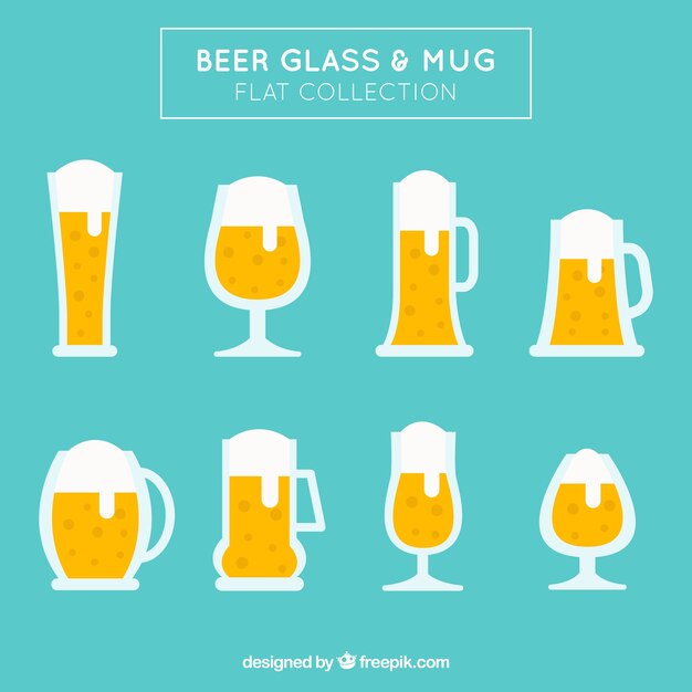 Flat beer glass & mug collection