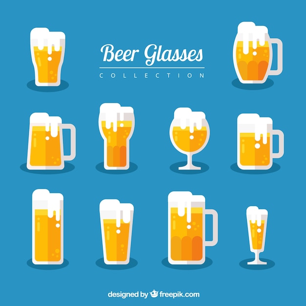 Free vector flat beer glass & mug collection