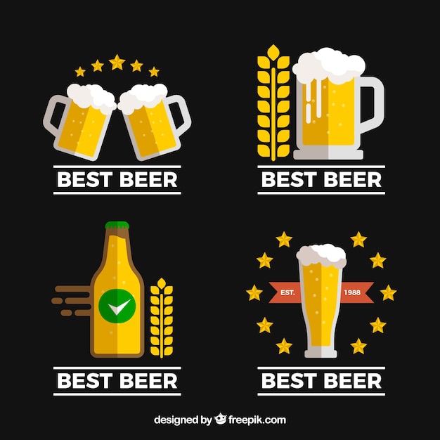 Free Vector flat beer logo collection