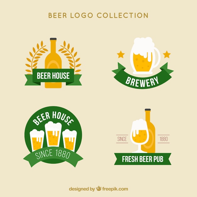 Flat beer logo collection