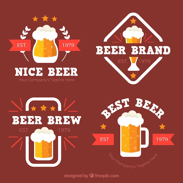 Flat beer logo collection