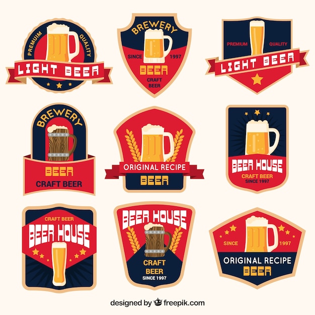 Flat beer logo collection