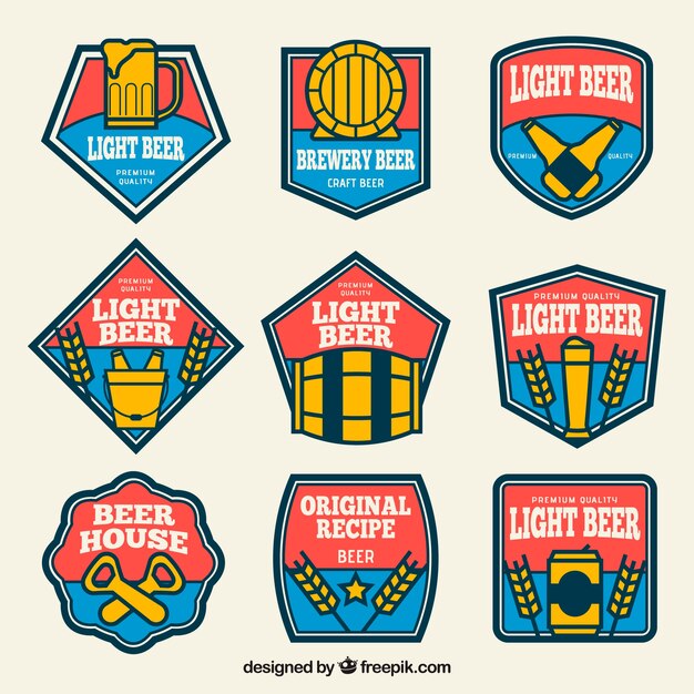 Free Vector flat beer logo collection