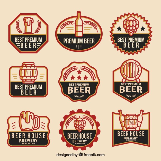 Flat beer logo collection