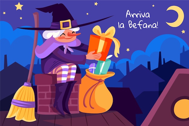 Flat befana background