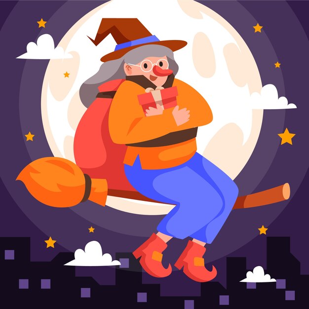 Flat befana illustration