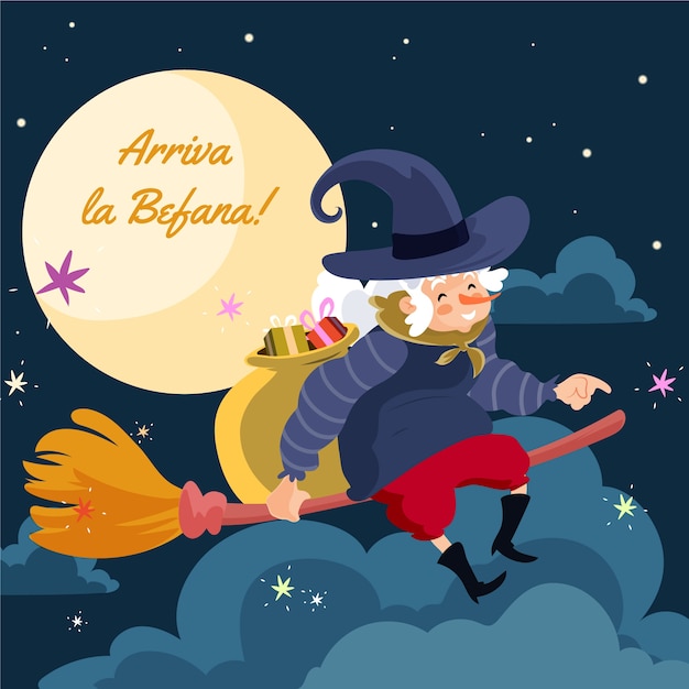 Flat befana illustration