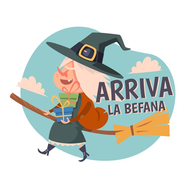 Flat befana illustration