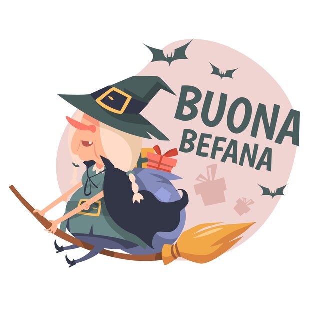 Flat befana illustration