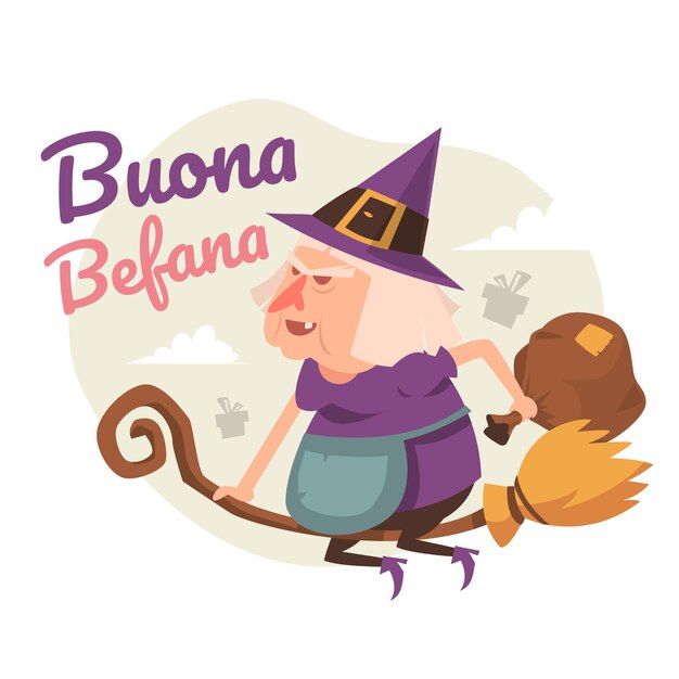 Flat befana illustration